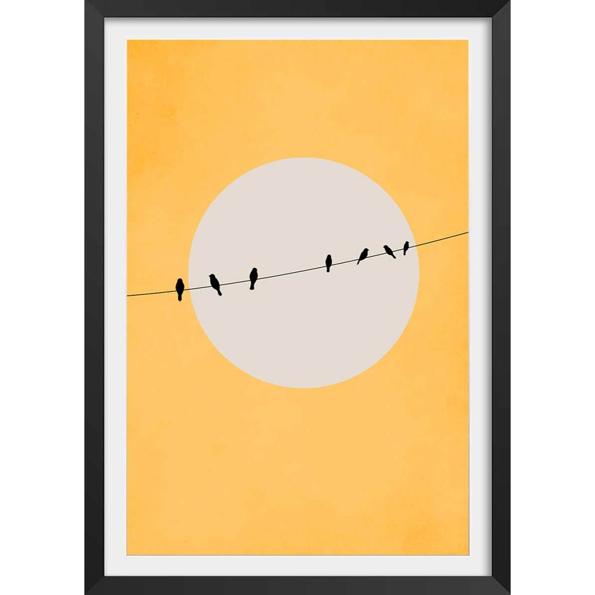 Affiche abstrait ""depart electrique"" Affiche + cadre en bois - Noir