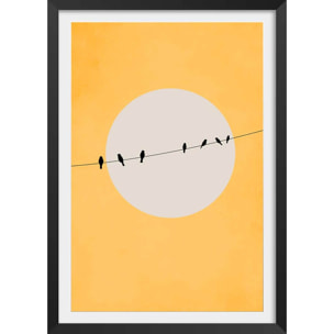 Affiche abstrait ""depart electrique"" Affiche + cadre en bois - Noir