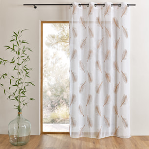 Voilage brodé à motifs feuilles - Terracotta