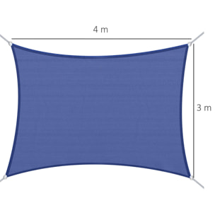 Voile d'ombrage rectangulaire anti-UV HDPE 4L x 3l m bleu