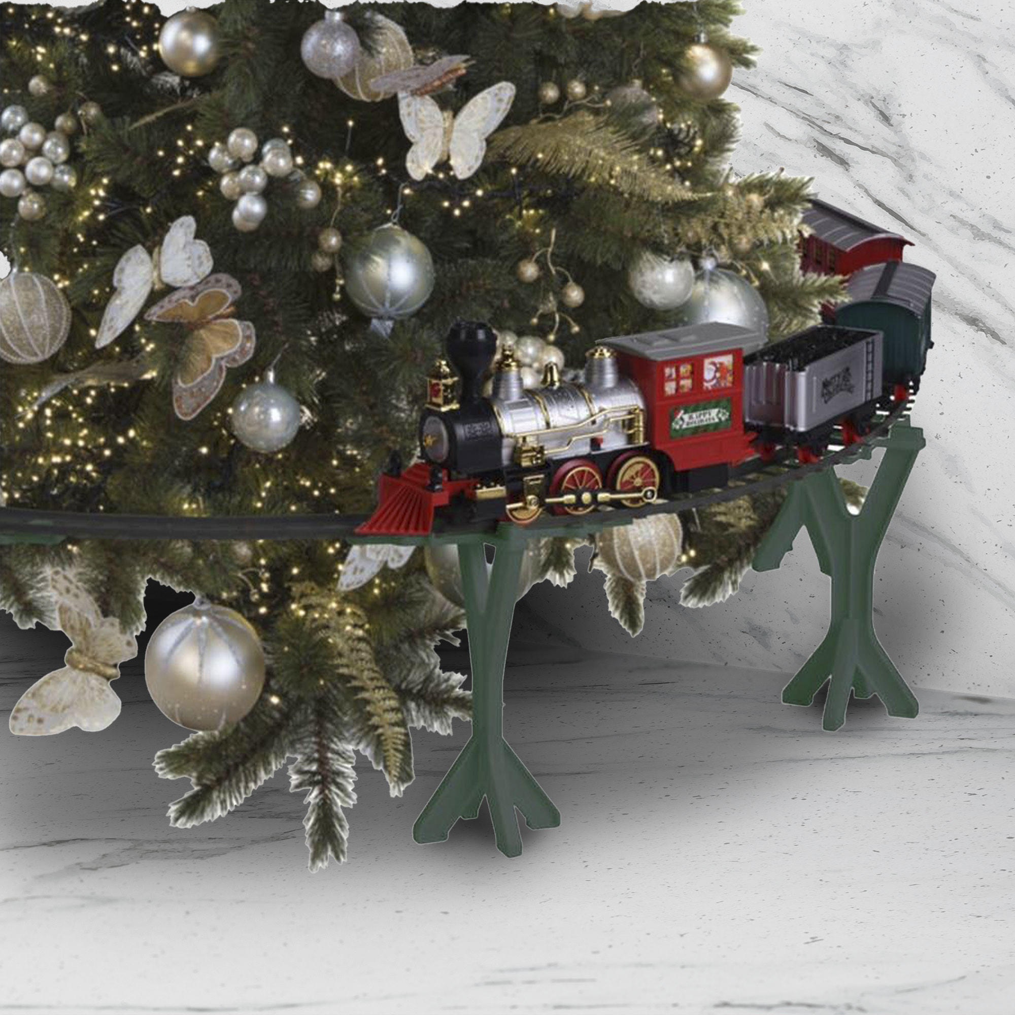 Juego de tren de navidad de 36 piezas con sonido y faro con una vía de 264cm