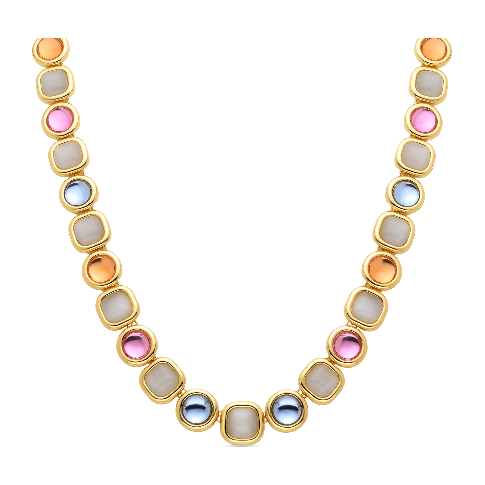 Collar de Cristal Multicolor acabado en oro amarillo de 18K