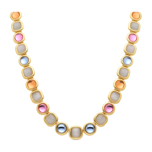 Collar de Cristal Multicolor acabado en oro amarillo de 18K
