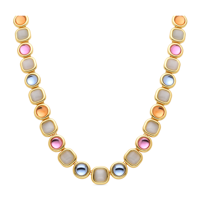 Collar de Cristal Multicolor acabado en oro amarillo de 18K