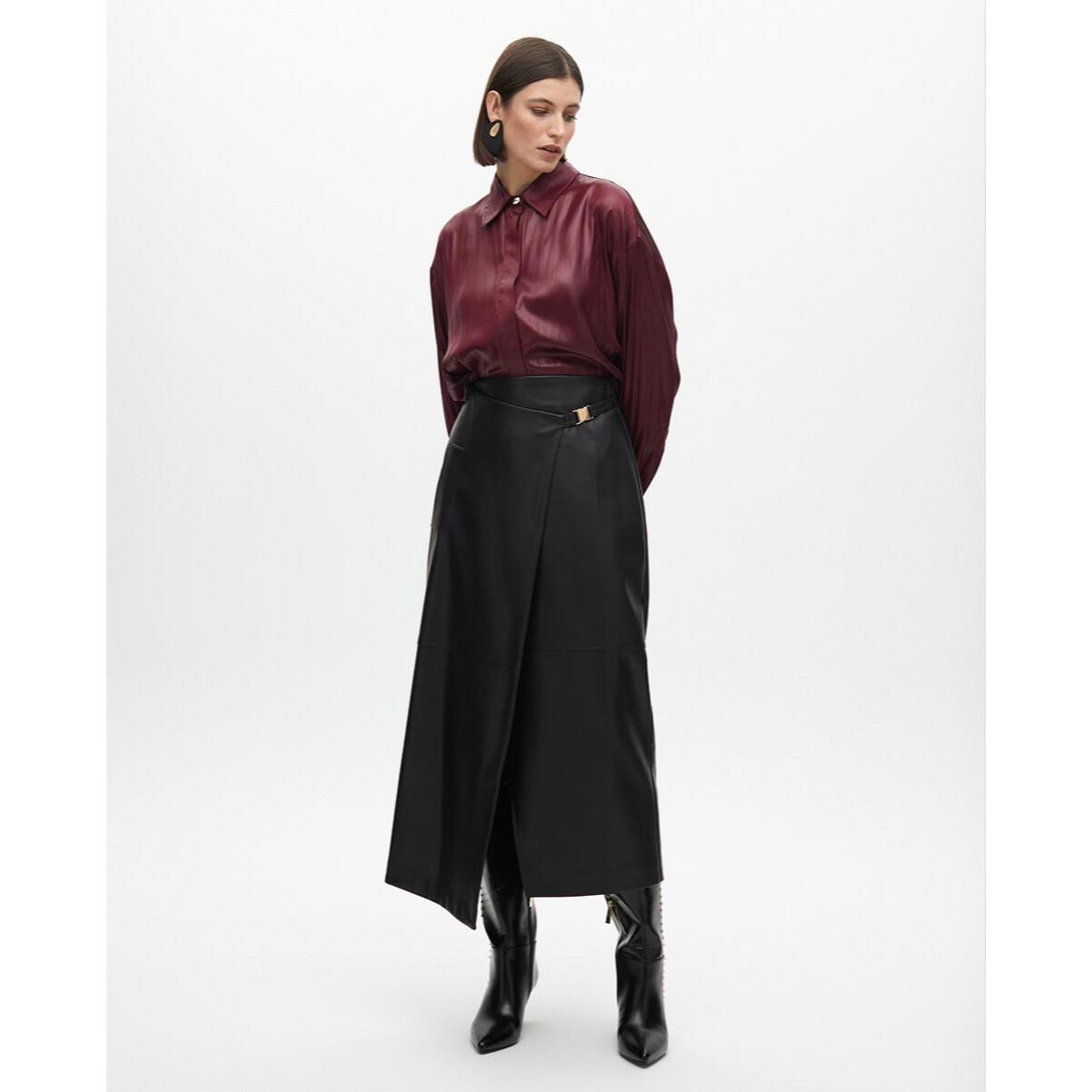 Gonna a matita effetto pelle con dettaglio laterale