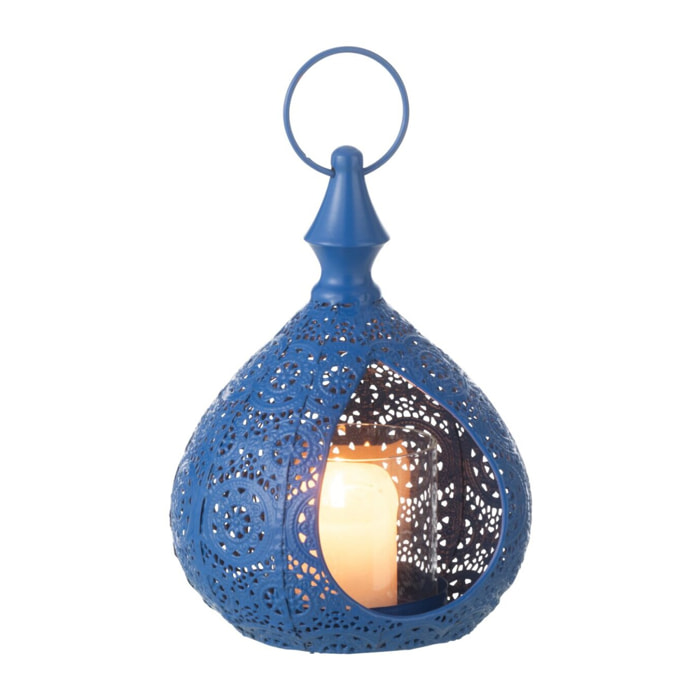 J-Line bougeoir Drop - métal/verre - bleu - small