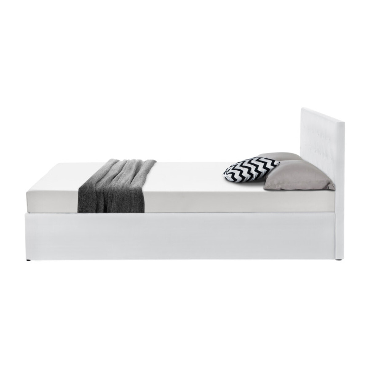 Lit coffre Hanna 160x200cm simili cuir blanc