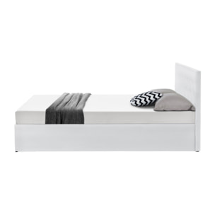 Lit coffre Hanna 160x200cm simili cuir blanc