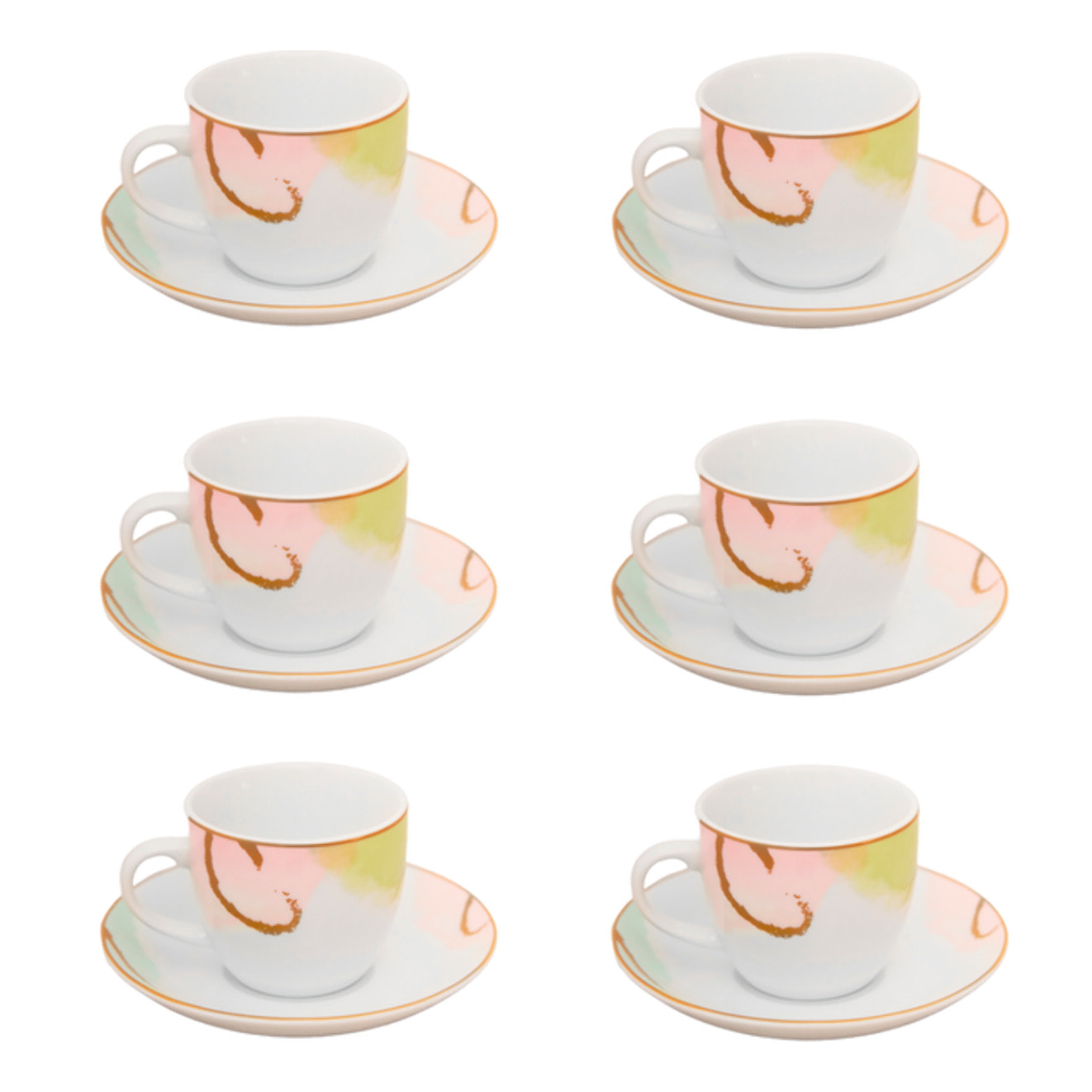 Set da caffè Acquerello da 6 pezzi in porcellana