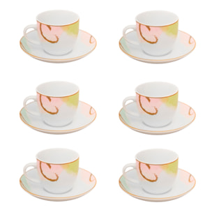 Set da caffè Acquerello da 6 pezzi in porcellana
