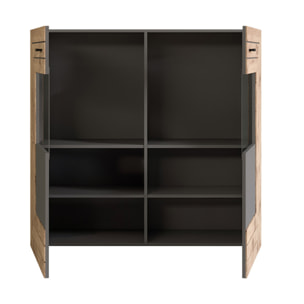 Wexford - buffet haut - gris et effet bois - 120 cm - Bois / Gris