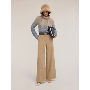 Motivi - Pantalones palazzo de terciopelo de mil rayas - Beige