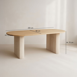 Ensemble table ovale et 6 fauteuils en tissu brique QUITO