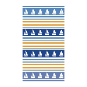 Telo Mare Spugna Jacquard Spiaggia Disegno Boat