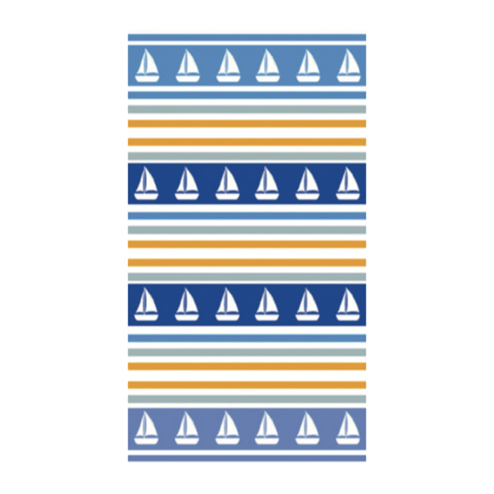 Telo Mare Spugna Jacquard Spiaggia Disegno Boat