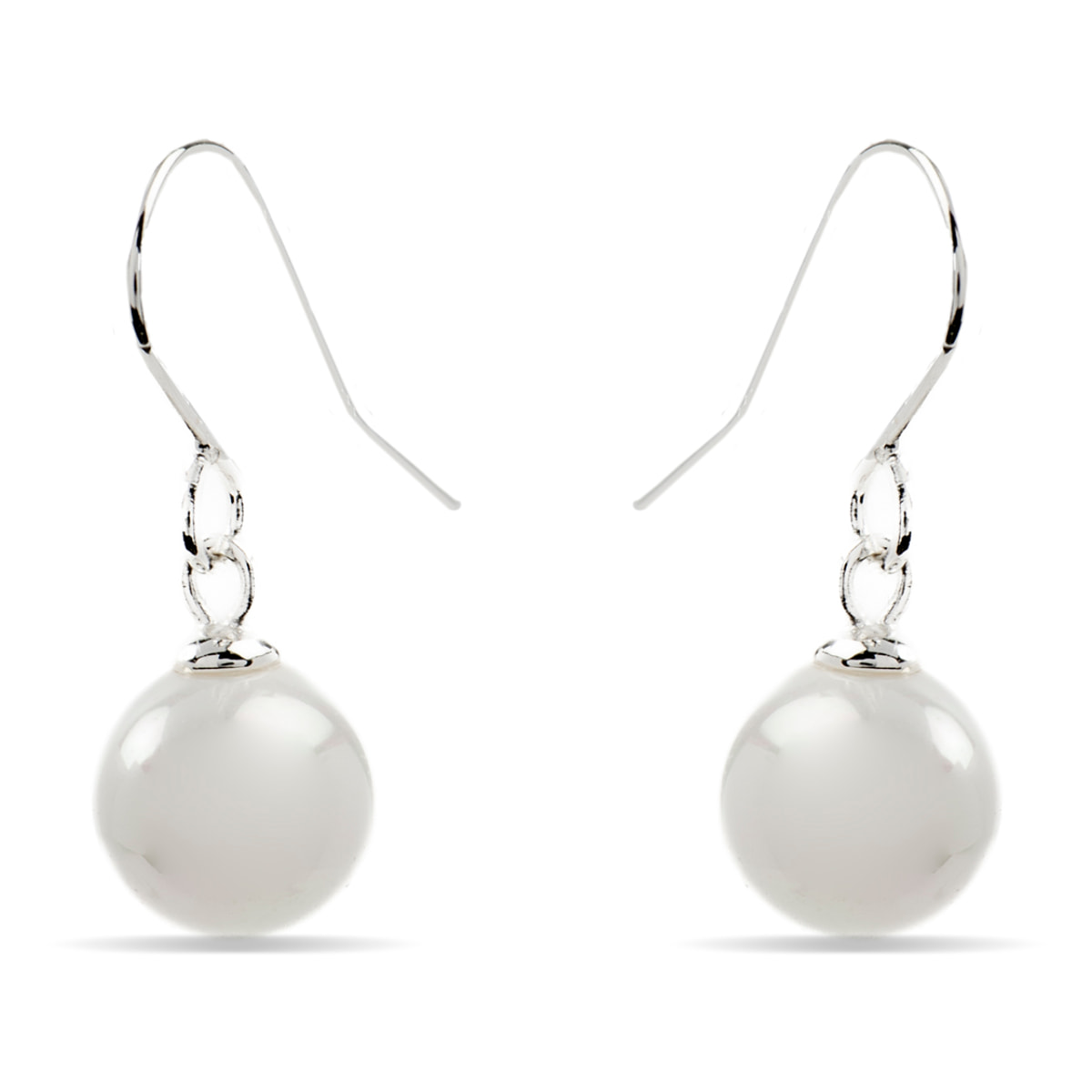 Pendientes con Perla Blanca acabado plata
