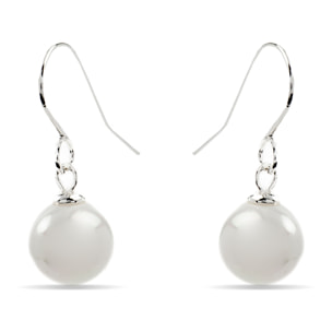 Pendientes con Perla Blanca acabado plata
