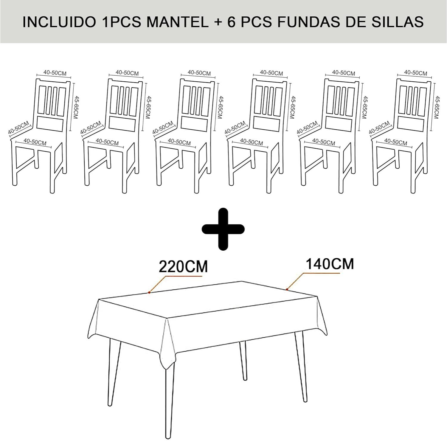 Tovaglia impermeabile 140x220 cm e 6 coprisedie.