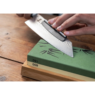 Le Set de Base Deluxe : 2 couteaux (office + santoku) + set d'aiguisage grain 180/800 + fusil à aiguiser