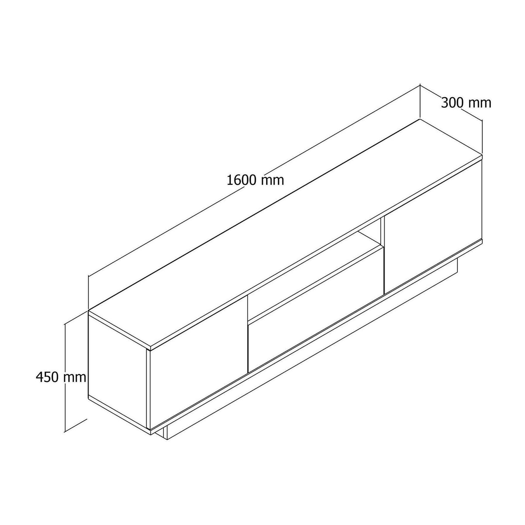 Mobile porta TV Dnicolin, Credenza da soggiorno, Armadio basso per TV, Base parete attrezzata, 160x30h45 cm, Bianco