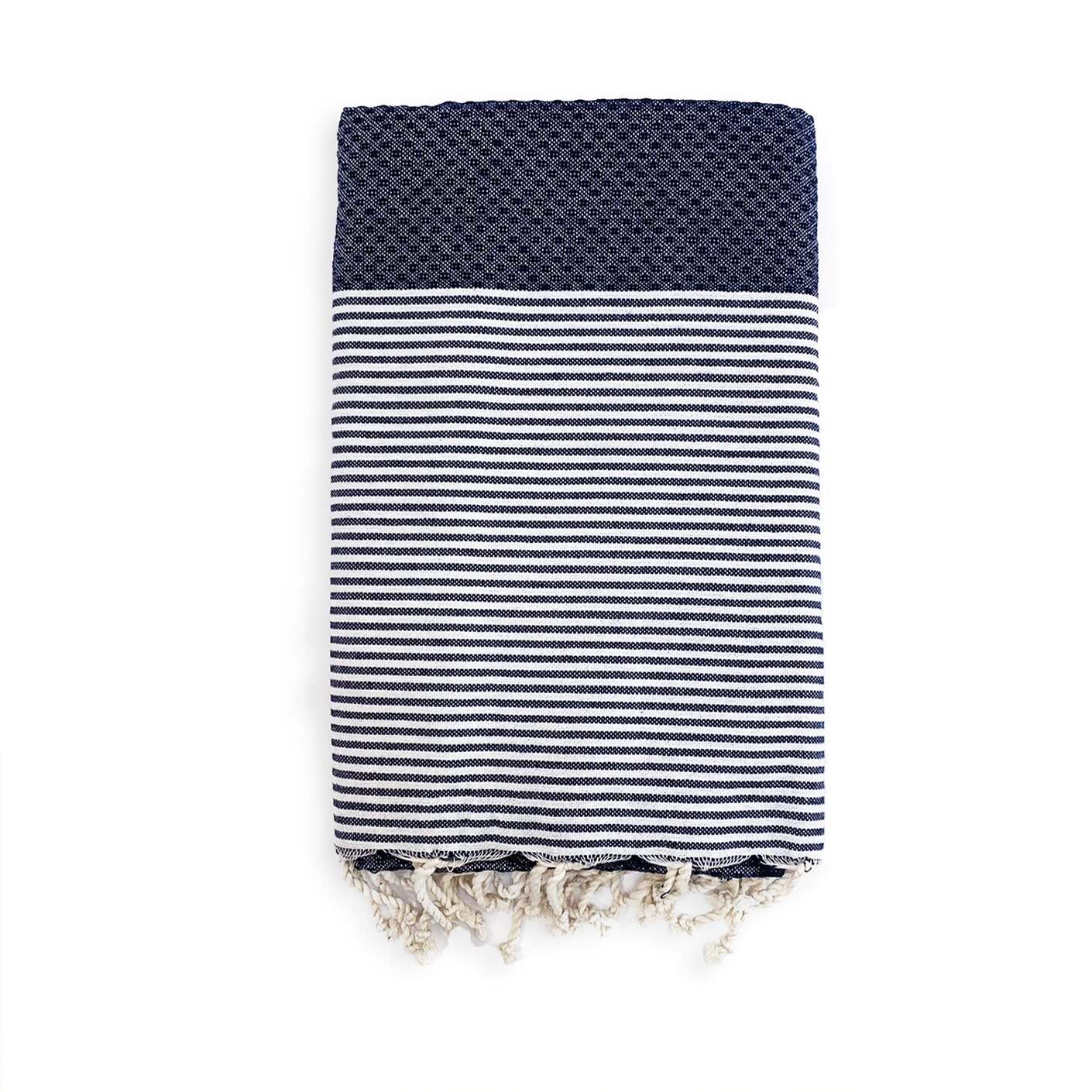 Fouta traditionnelle Mikanda Navy 100x200 190g/m²