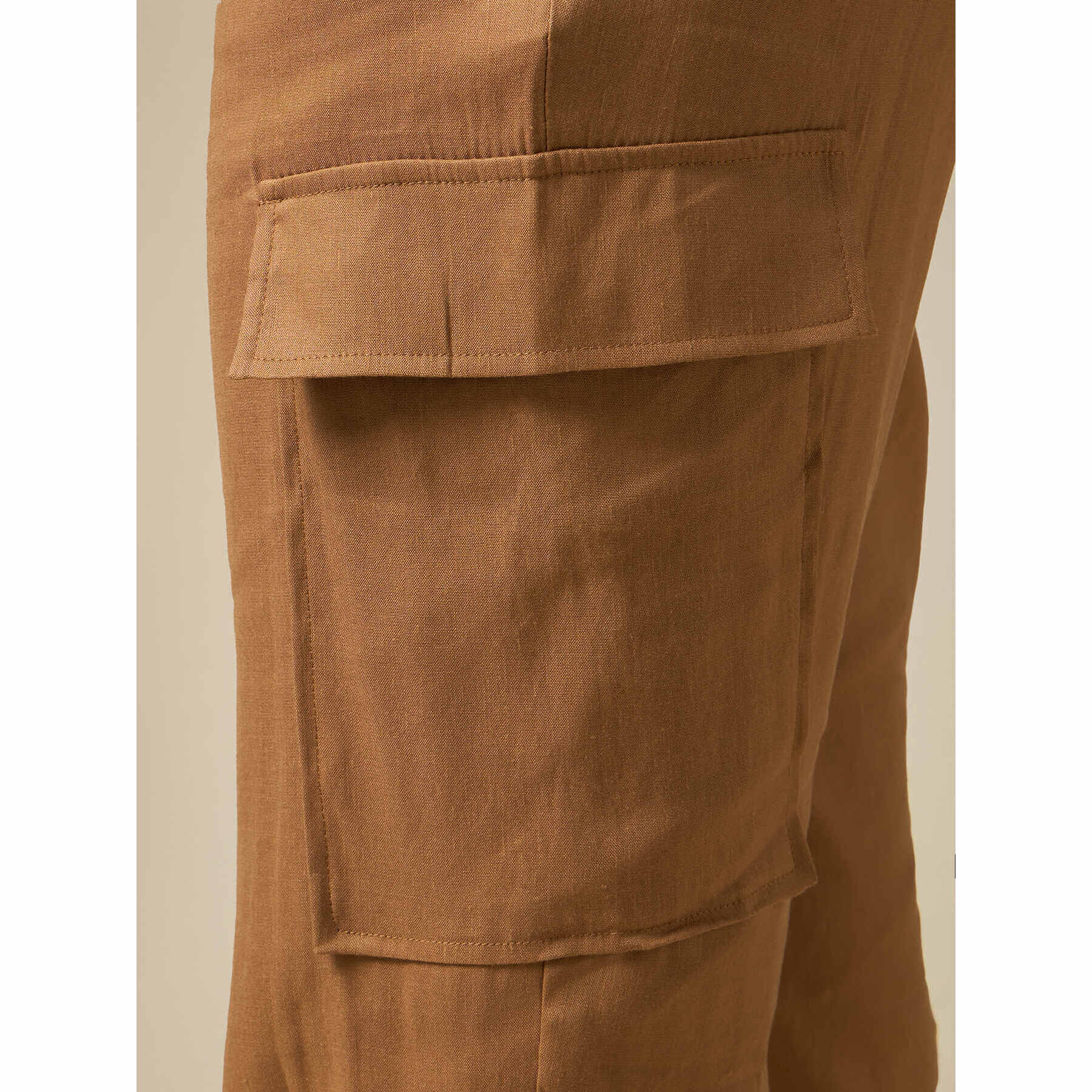 Oltre - Pantaloni cargo misto lino - Marrone