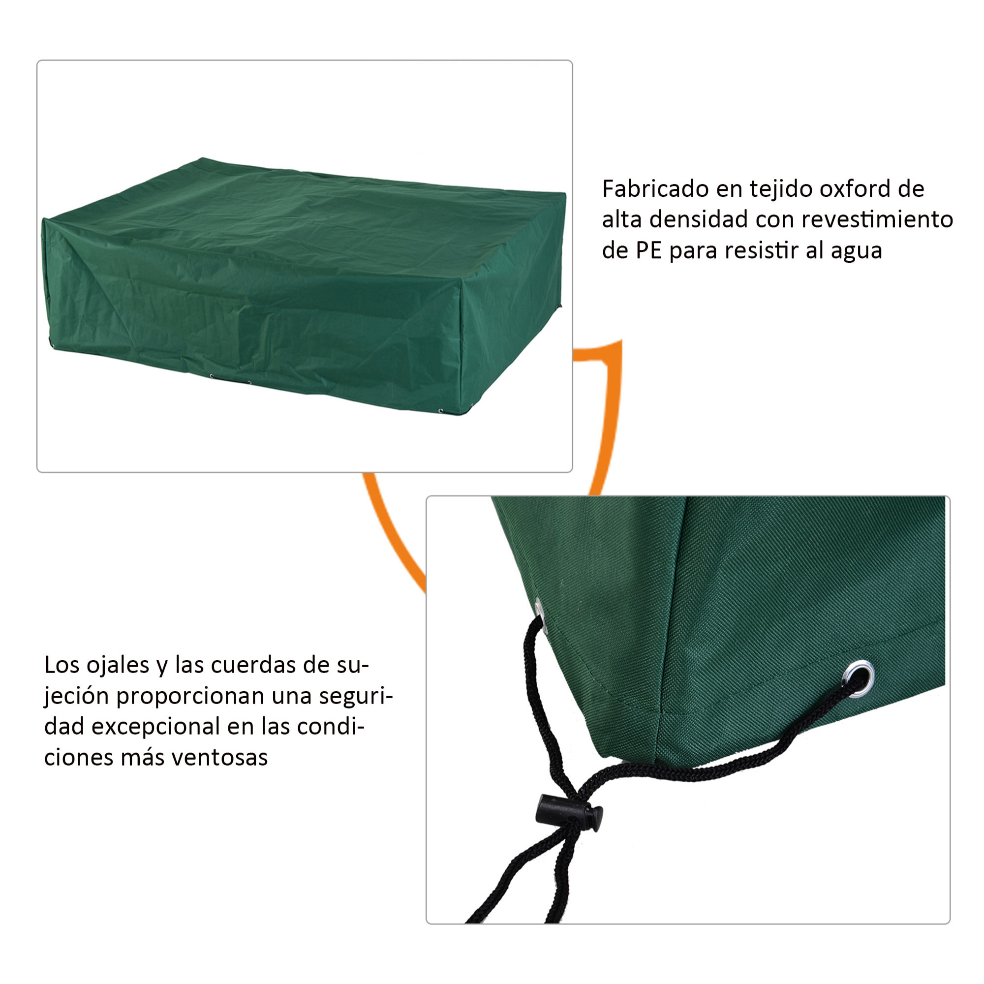 Funda para Muebles de Jardín Exterior 222x155x67 cm Funda Mesa Exterior Protectora Impermeable Anti-UV Antipolvo para Terraza Patio Verde Oscuro