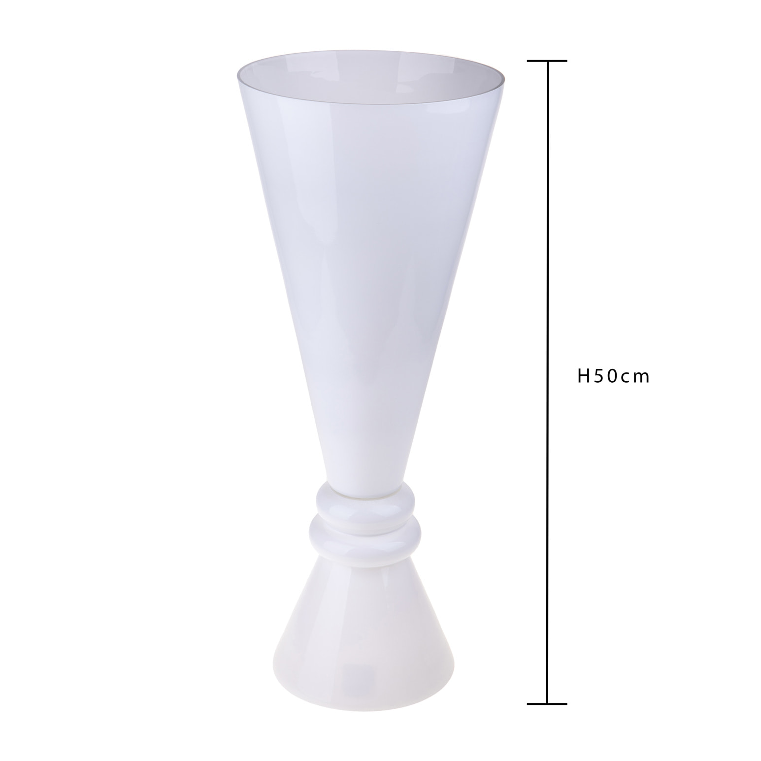 Vaso A Cono Con Piedistallo. Altezza 50 Cm - Pezzi 1 - 20X50X20cm - Colore: Bianco - Bianchi Dino - Decori Casa E Complementi