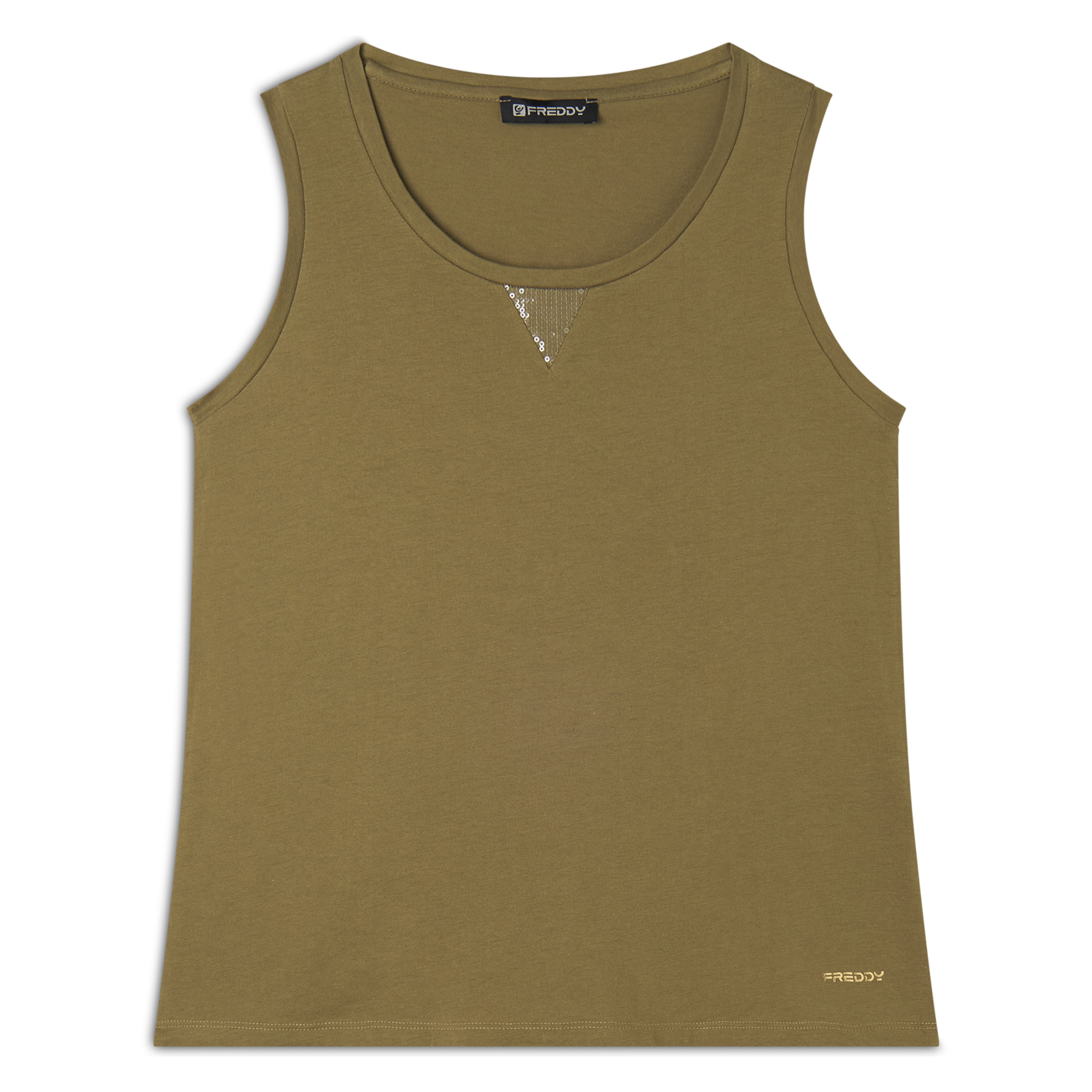 Canotta regular fit in jersey con inserto paillettes