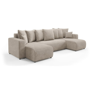 GLORIA - Canapé panoramique 6 places en tissu beige