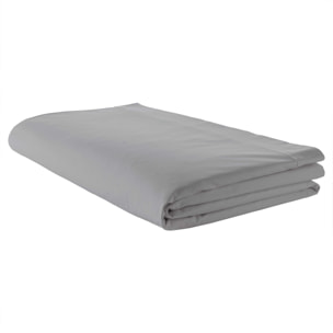 Drap plat piqué uni en percale de coton - Gris clair