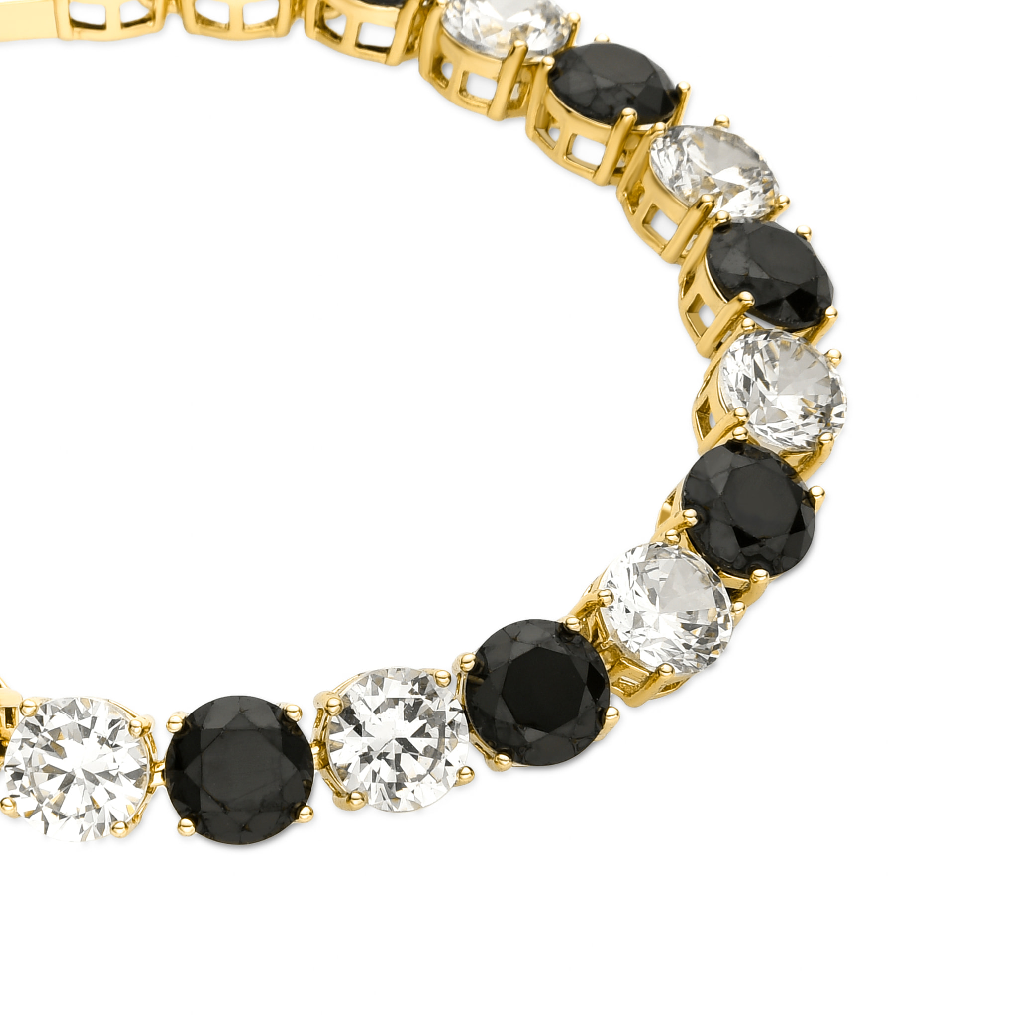 Pulsera con Circonita Onix acabado oro 18k