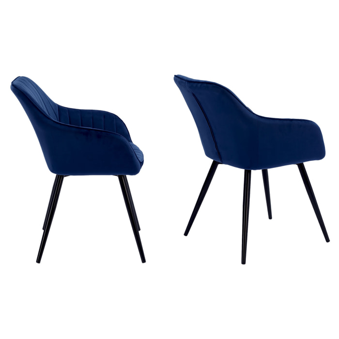 Lot de 2 chaises en velours BERTILLE bleues
