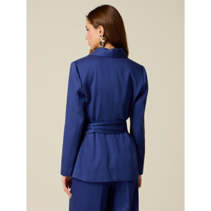 Oltre - Chaqueta de lyocell con cinturón - Azul