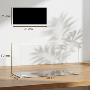 Acuario de Pecera 51 L, Pecera de Cristal con Alfombrilla Protectora, para Peces, Camarones y Tortugas, Transparente