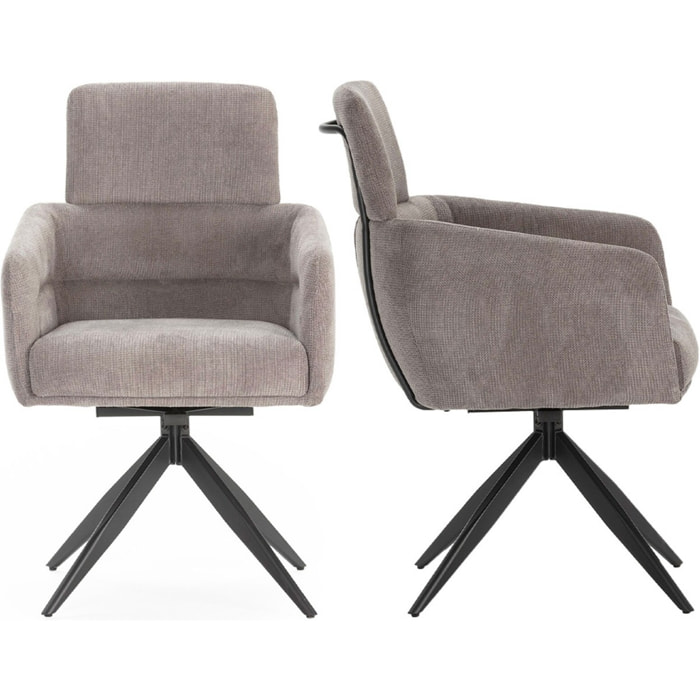 Lot de 2 fauteuils pivotants en tissu - ALVAR