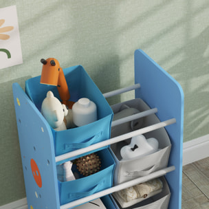 Estantería Infantil para Niños de +3 Años Estantería para Juguetes con 6 Cajas de Tela no Tejida Extraíbles Organizador de Juguetes para Dormitorio Guardería 43x30x60 cm Azul