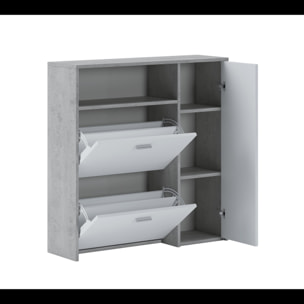 Scarpiera Mobile Portascarpe Salvaspazio Ingresso Con 2 Ribalte Doppia Profondità 4 Vani A Giorno Design Moderno Per Corridoio Sala 91.5 x 94 x 26.6 Cm Bianco e Grigio Cemento