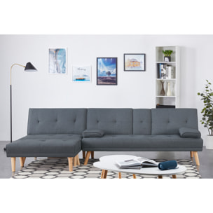 Canapé scandinave convertible 5 places en tissu gris ORLANDO