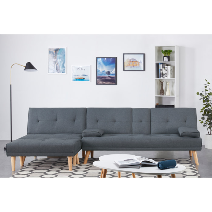 Canapé scandinave convertible 5 places en tissu gris ORLANDO