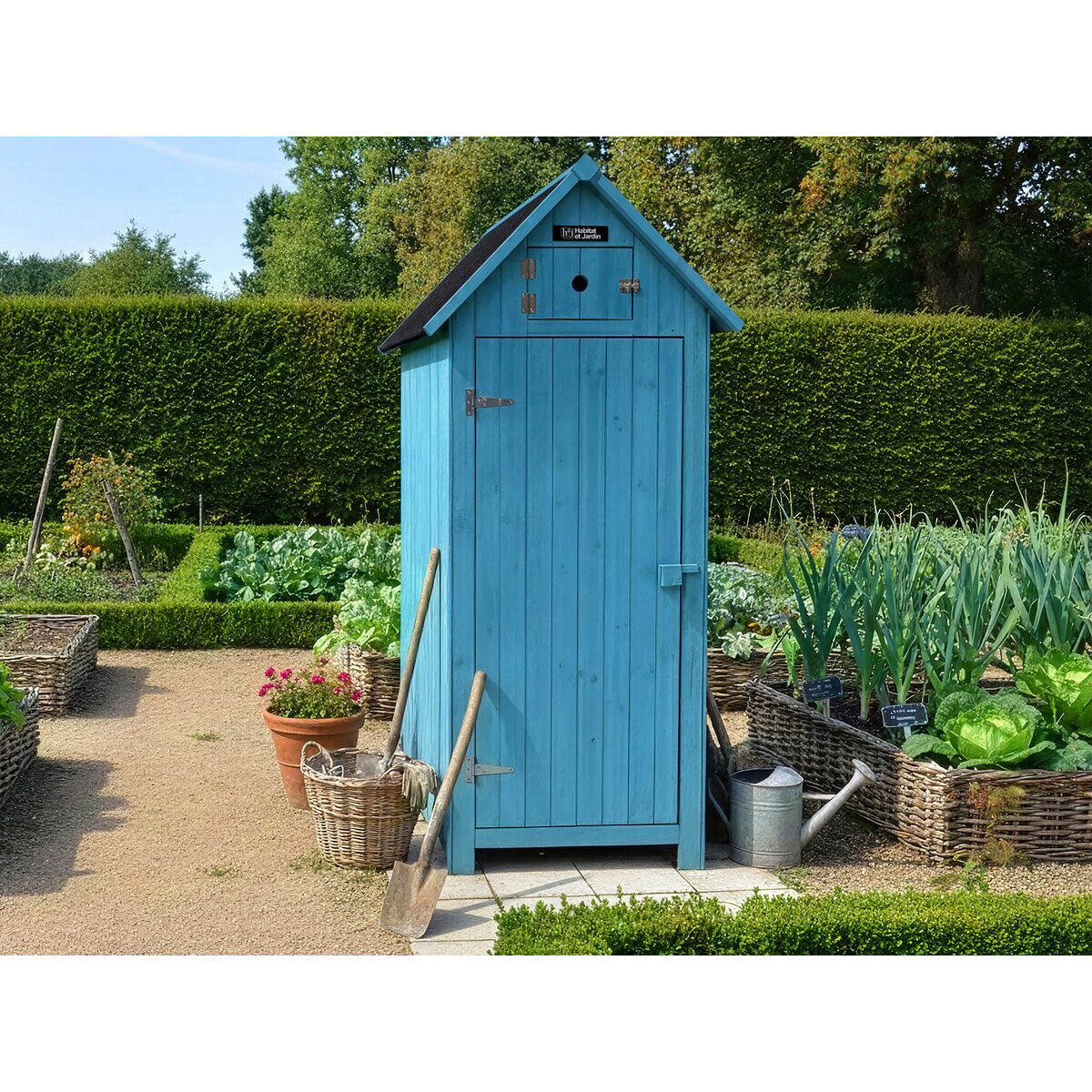 Armoire de jardin "Cabanon" - 77 x 54.5 x 179 cm - Bleu ciel