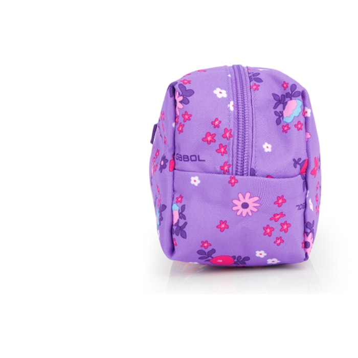Estuche neceser Gabol VIOLET con flores y resistente al agua