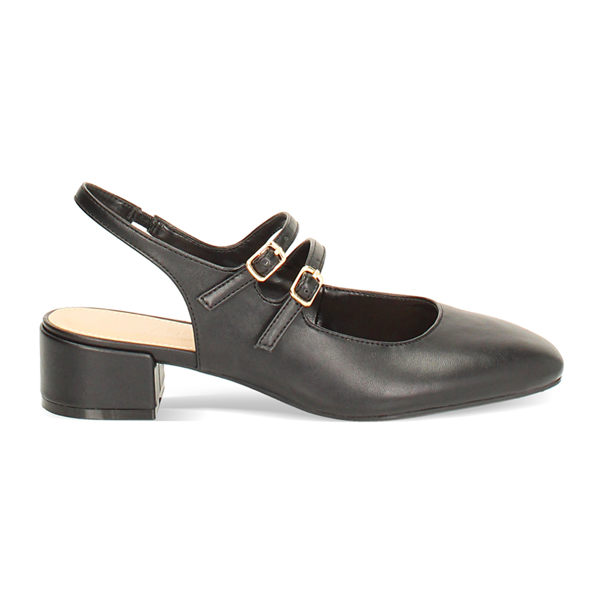 Décolleté slingback donna nere con punta arrotondata, tacco 4 cm