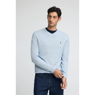 Maglione color vinaccia in cotone con scollo a V e ricamo Rigby Go