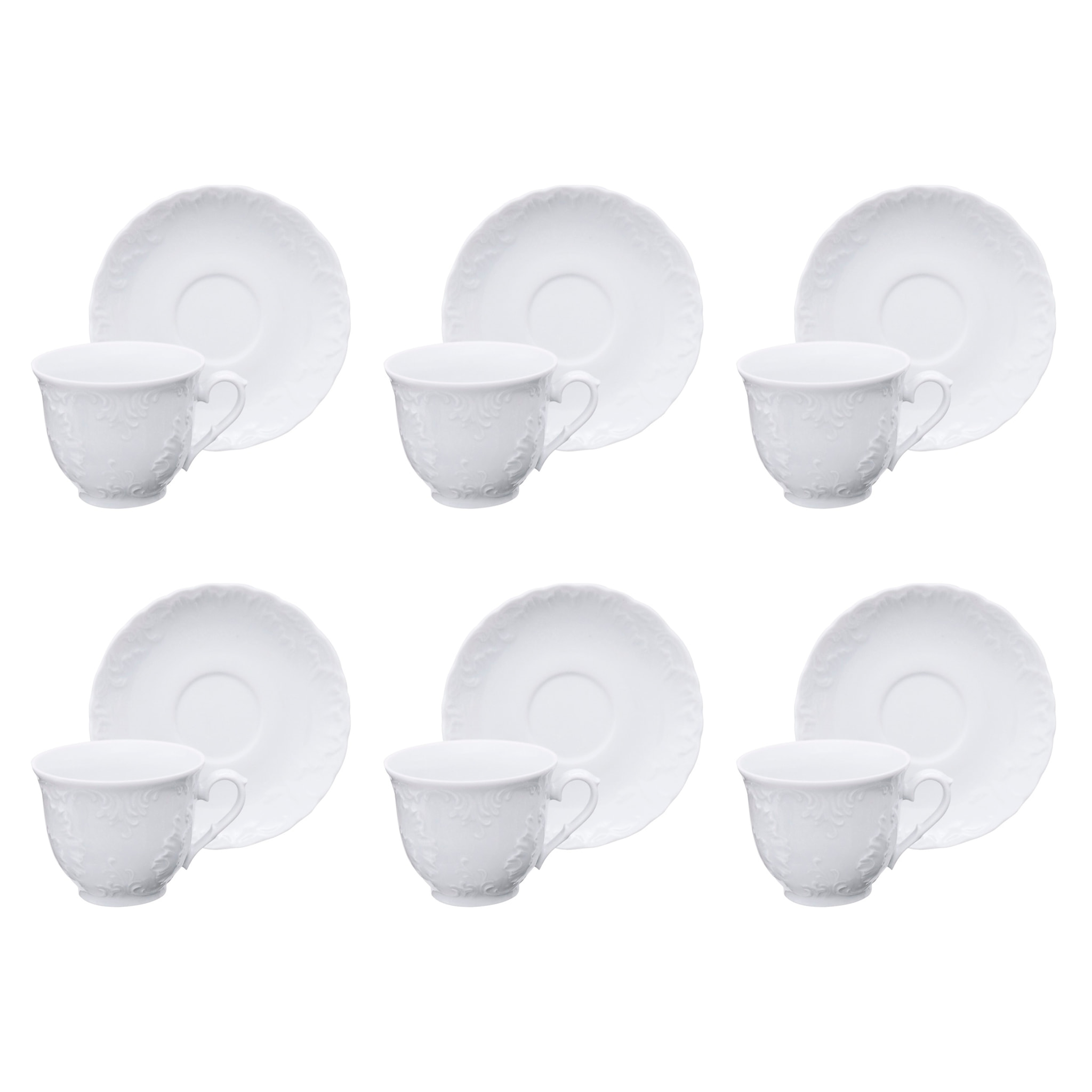 Set de 6 Tasses à Thé Excelsa – Elisa Rococo’, Porcelaine Blanche