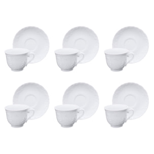 Set de 6 Tasses à Thé Excelsa – Elisa Rococo’, Porcelaine Blanche
