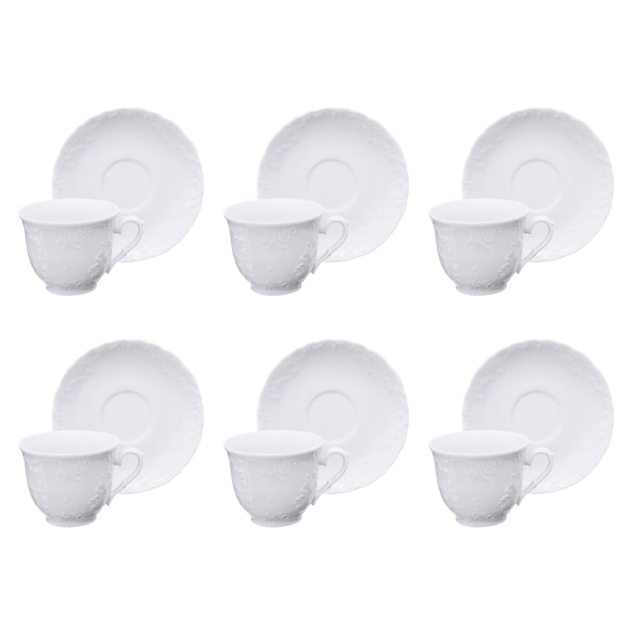 Set de 6 Tasses à Thé Excelsa – Elisa Rococo’, Porcelaine Blanche