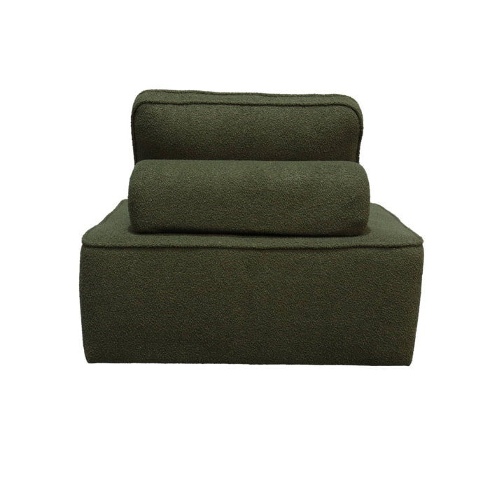 Lot de 3 chauffeuses pour canapé modulable tissu bouclette kaki 1 place Bao. L 90 x P 90 x H 74cm