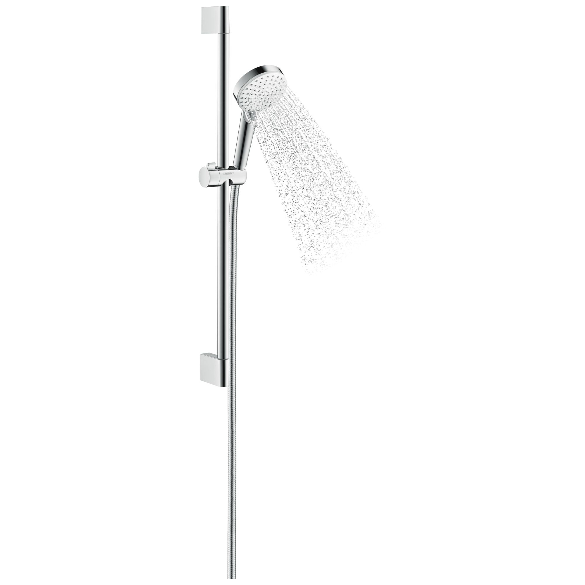 Set de douche Vario EcoSmart avec barre Unica'Croma 65 cm blanc/chromé Crometta