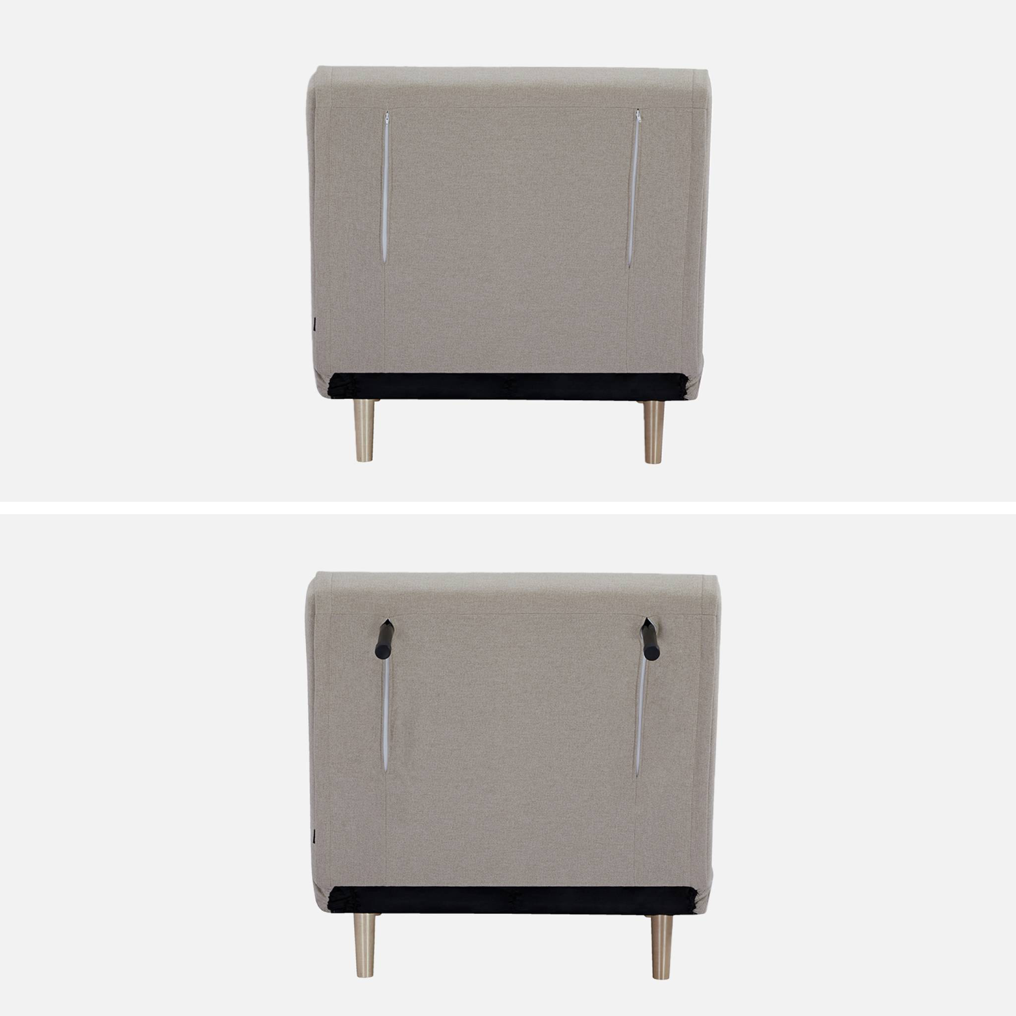 Chauffeuse convertible tissu piétement bois 1 place beige Guest